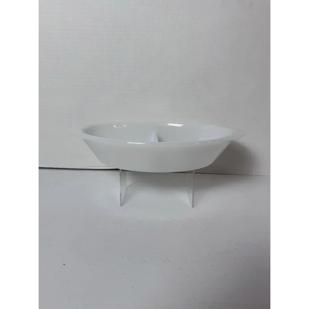 Glasbake Divided Casserole Dish J2352 Solid White Milk Glass‎